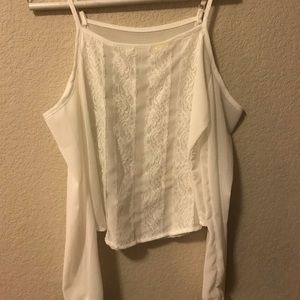 Cold shoulder white blouse